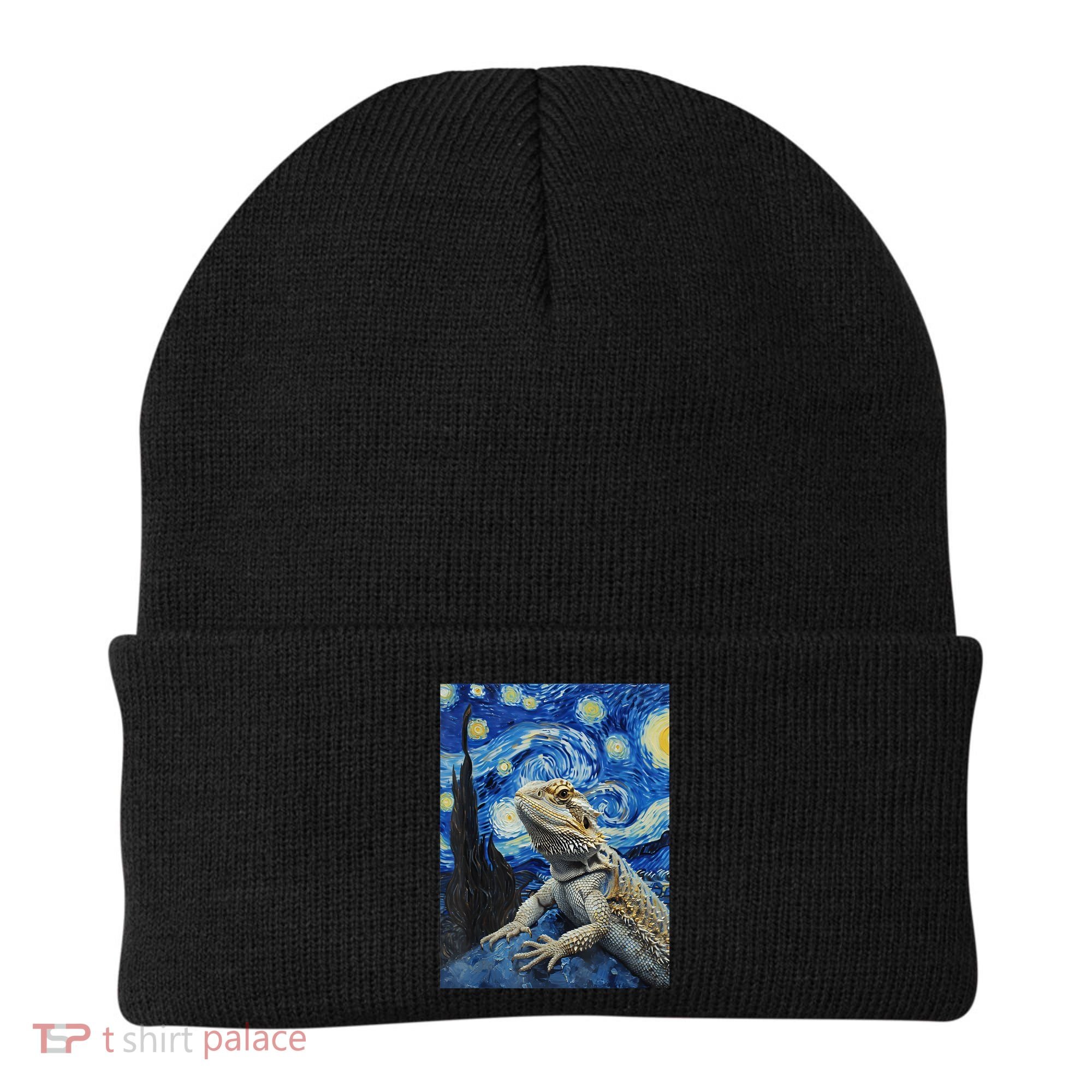 Bearded Dragon Starry Night Van Gogh Style Beanie