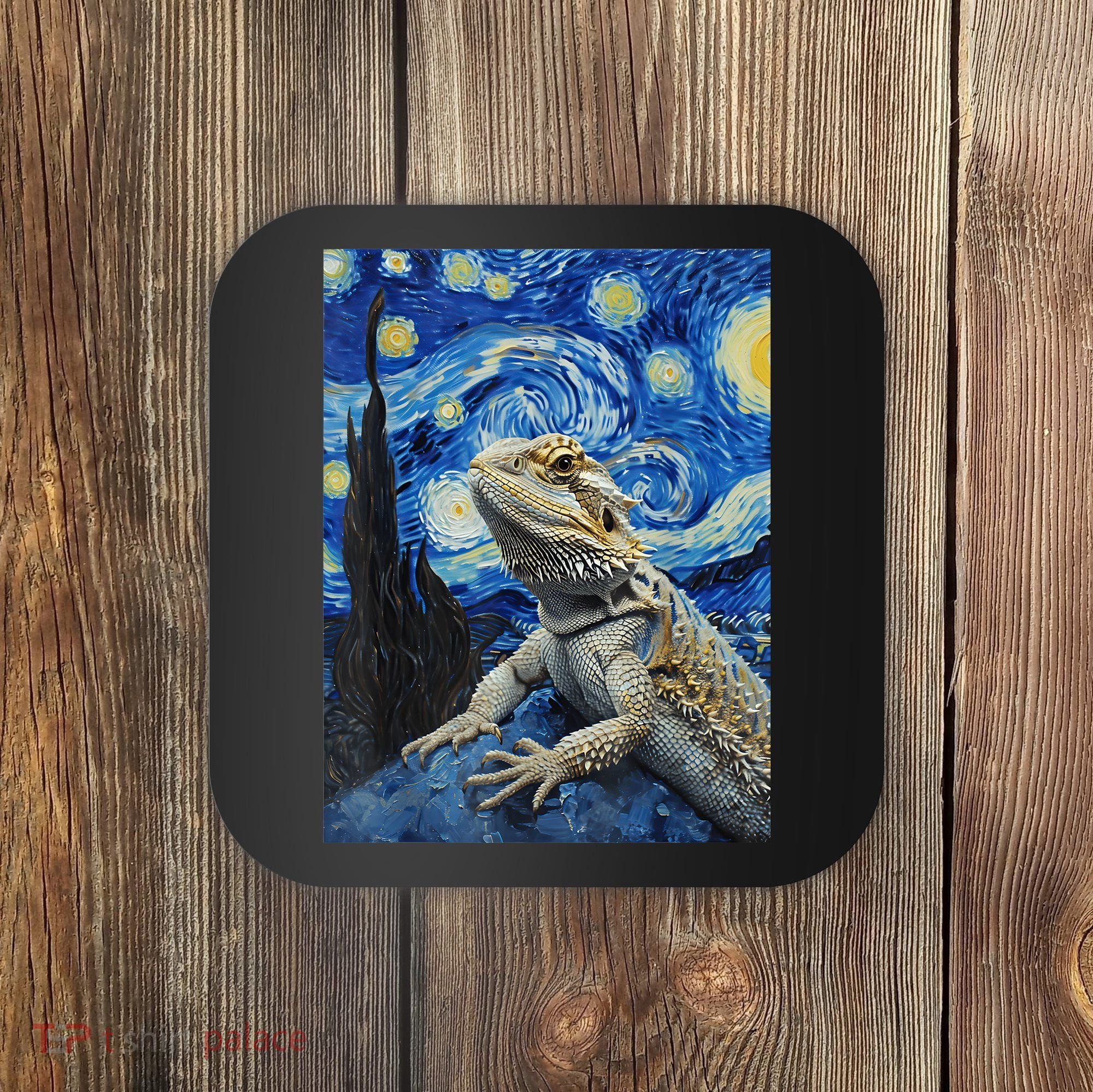 Bearded Dragon Starry Night Van Gogh Style Coaster