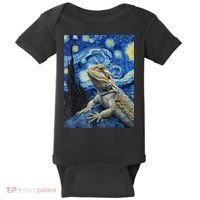 Bearded Dragon Starry Night Van Gogh Style Baby Bodysuit thumb 0