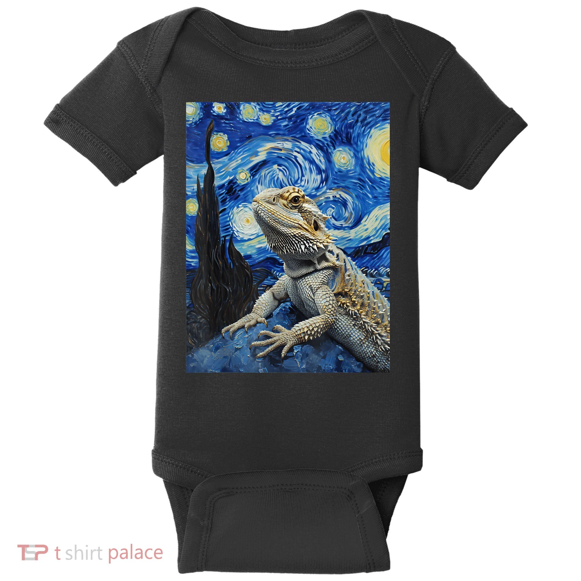 Bearded Dragon Starry Night Van Gogh Style Baby Bodysuit