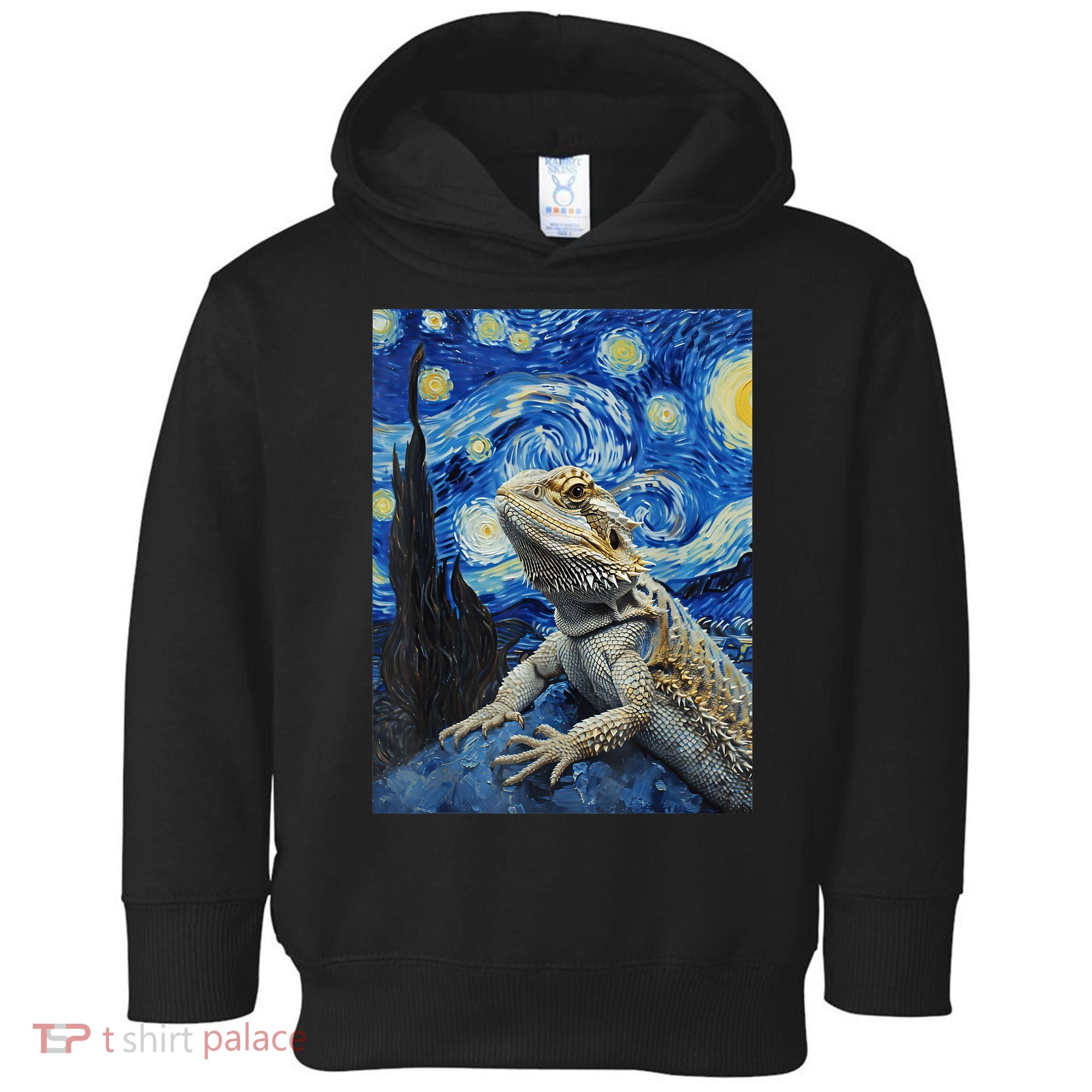 Bearded Dragon Starry Night Van Gogh Style Toddler Hoodie
