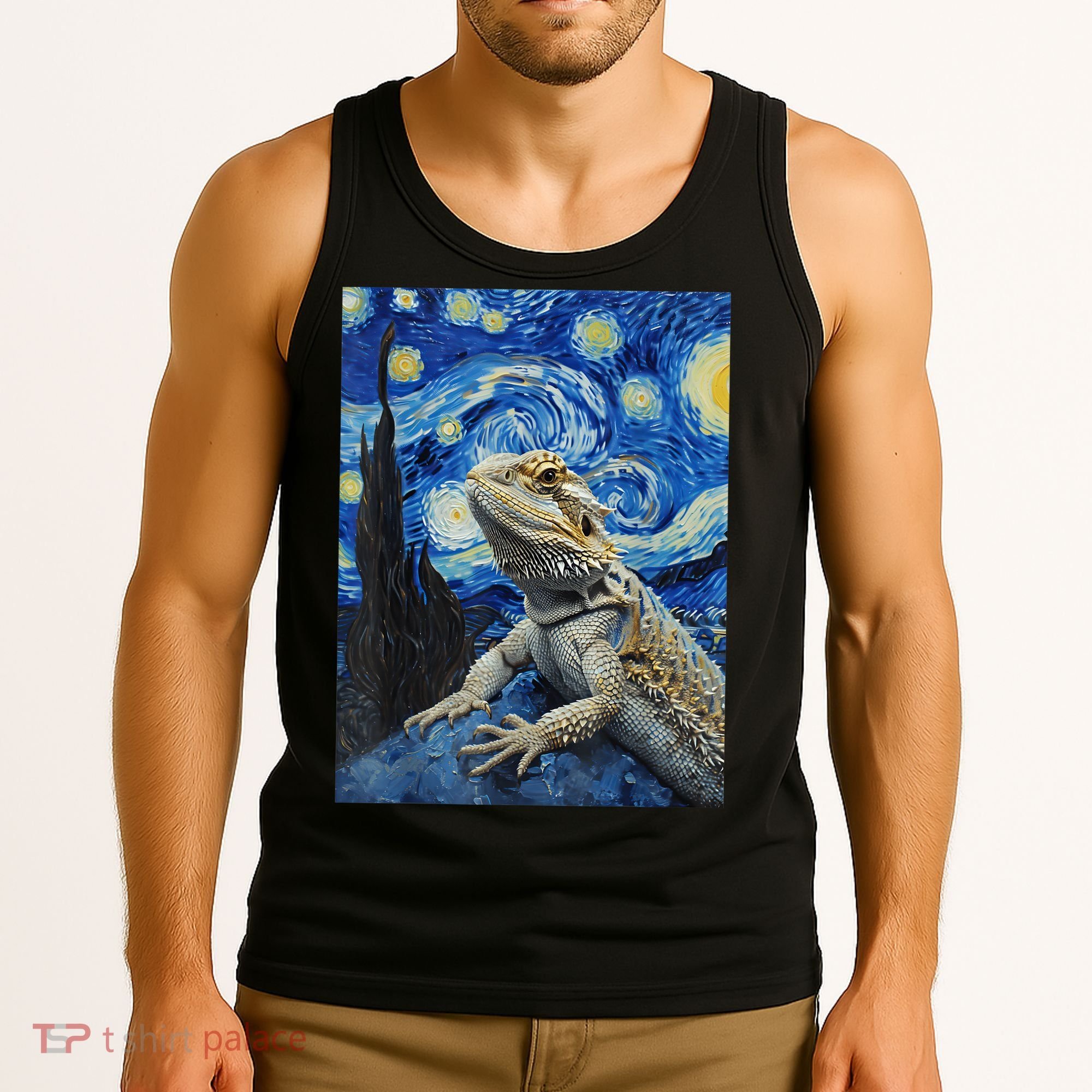 Bearded Dragon Starry Night Van Gogh Style Tank Top