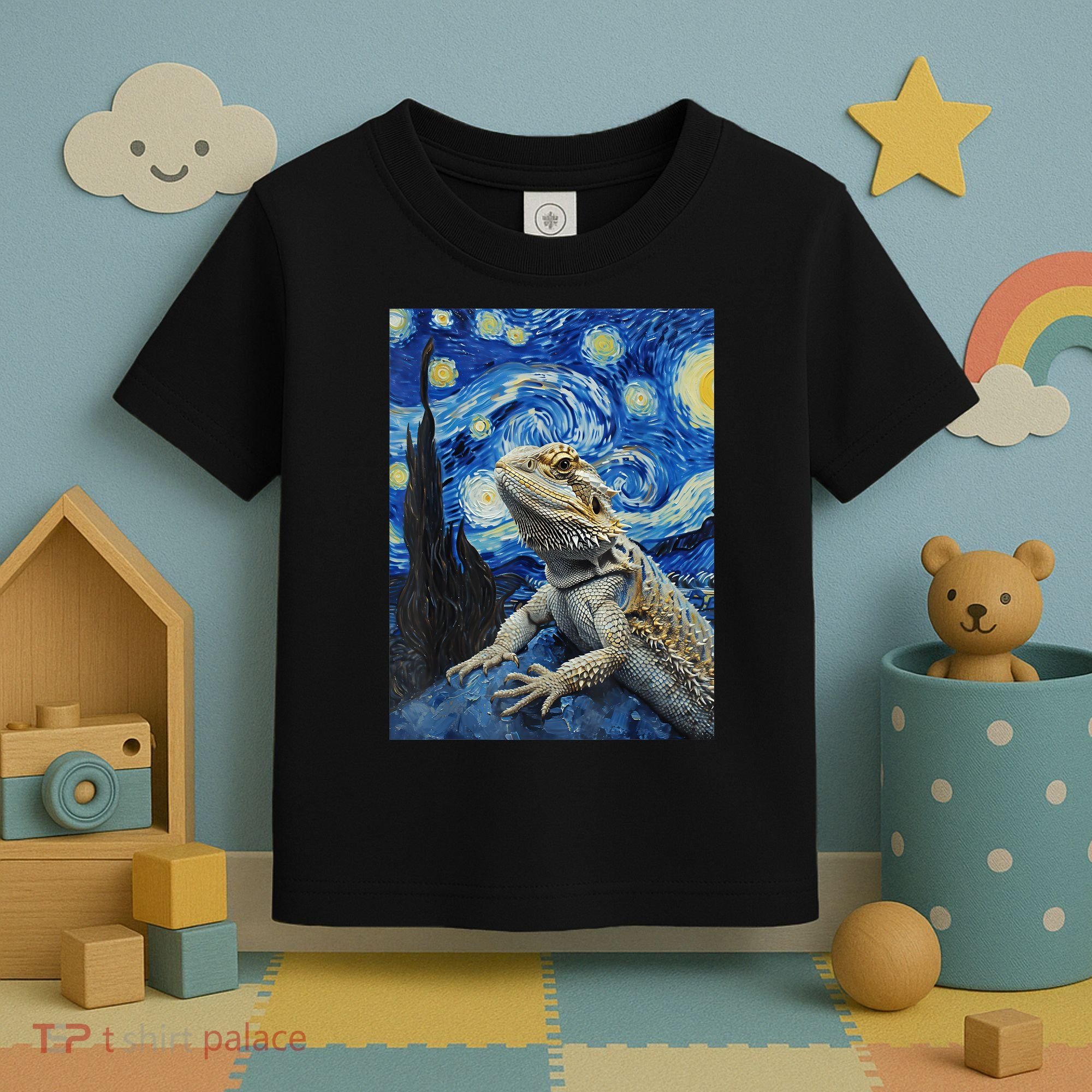 Bearded Dragon Starry Night Van Gogh Style Toddler T-Shirt