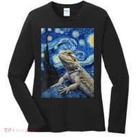Bearded Dragon Starry Night Van Gogh Style Women's Long Sleeve Shirt thumb 0