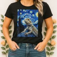 Bearded Dragon Starry Night Van Gogh Style Women's T-Shirt thumb 2