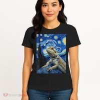 Bearded Dragon Starry Night Van Gogh Style Women's T-Shirt thumb 4