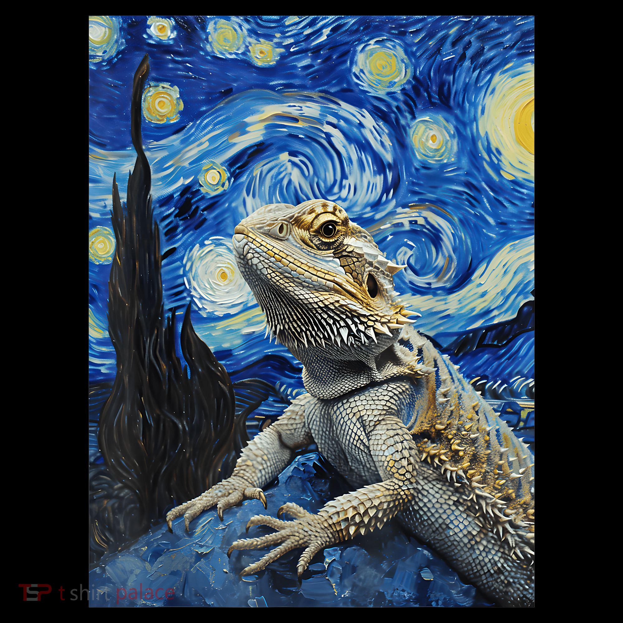 Bearded Dragon Starry Night Van Gogh Style Women's T-Shirt
