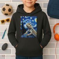 Bearded Dragon Starry Night Van Gogh Style Kids Hoodie thumb 2
