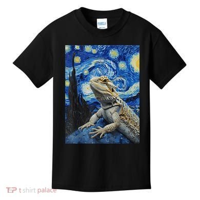 Bearded Dragon Starry Night Van Gogh Style Kids T-Shirt