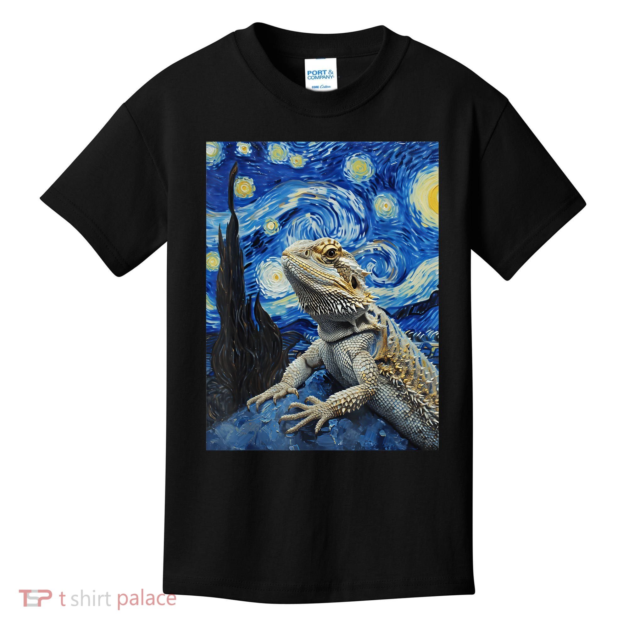 Bearded Dragon Starry Night Van Gogh Style Kids T-Shirt