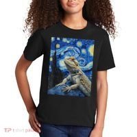 Bearded Dragon Starry Night Van Gogh Style Kids T-Shirt thumb 2