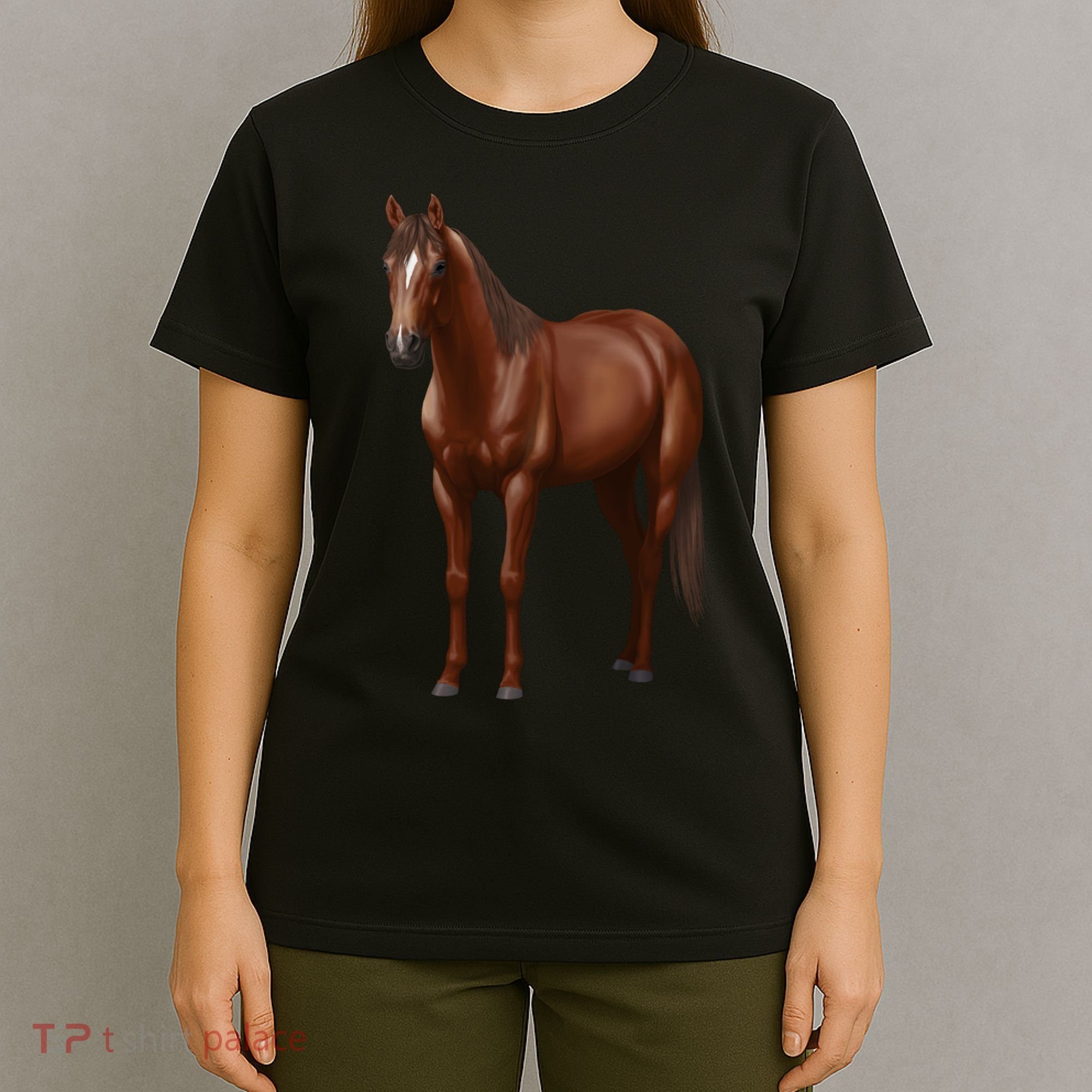 Beautiful Dark Sorrel Chestnut Quarter Horse Lover Retro T-Shirt