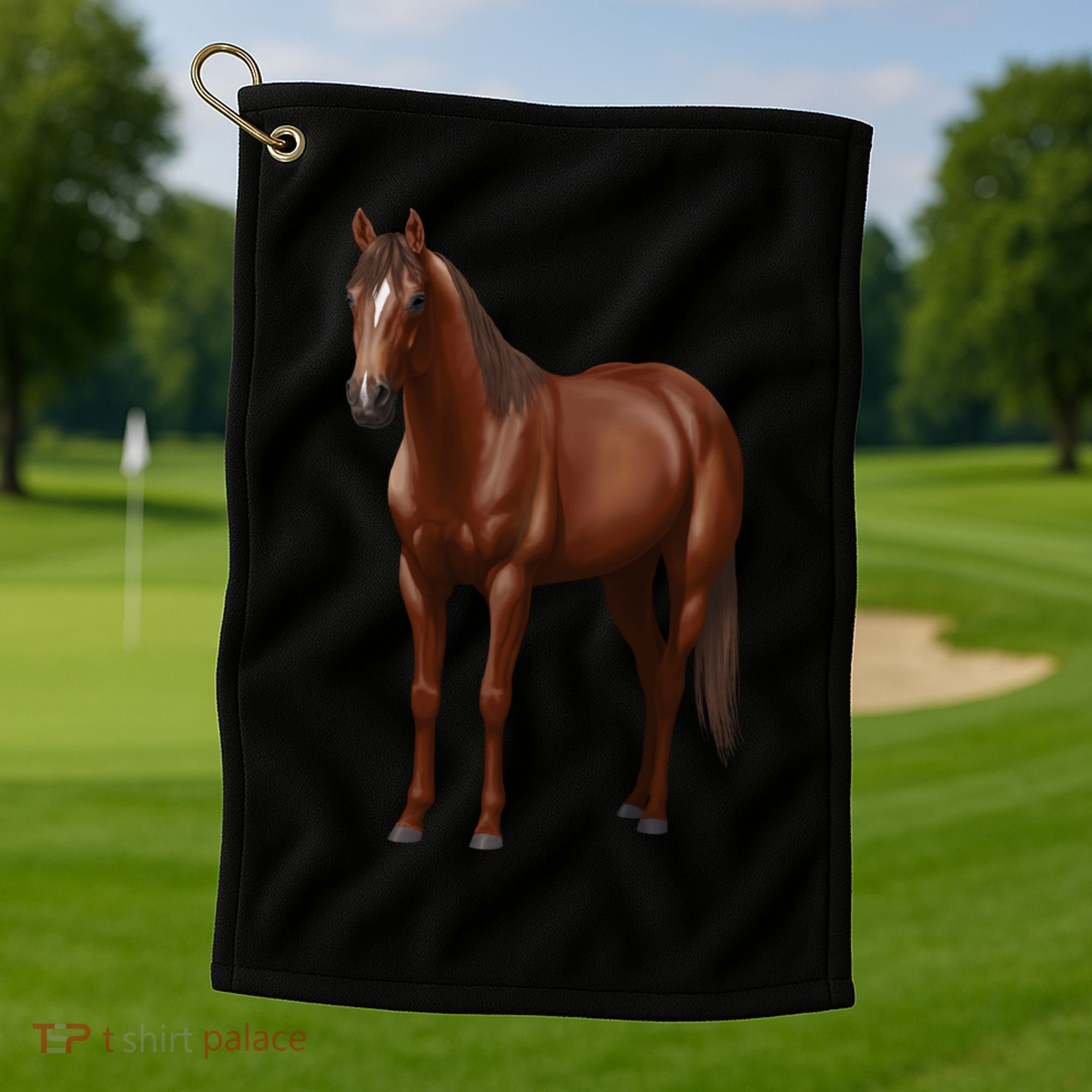 Beautiful Dark Sorrel Chestnut Quarter Horse Lover Retro Golf Towel