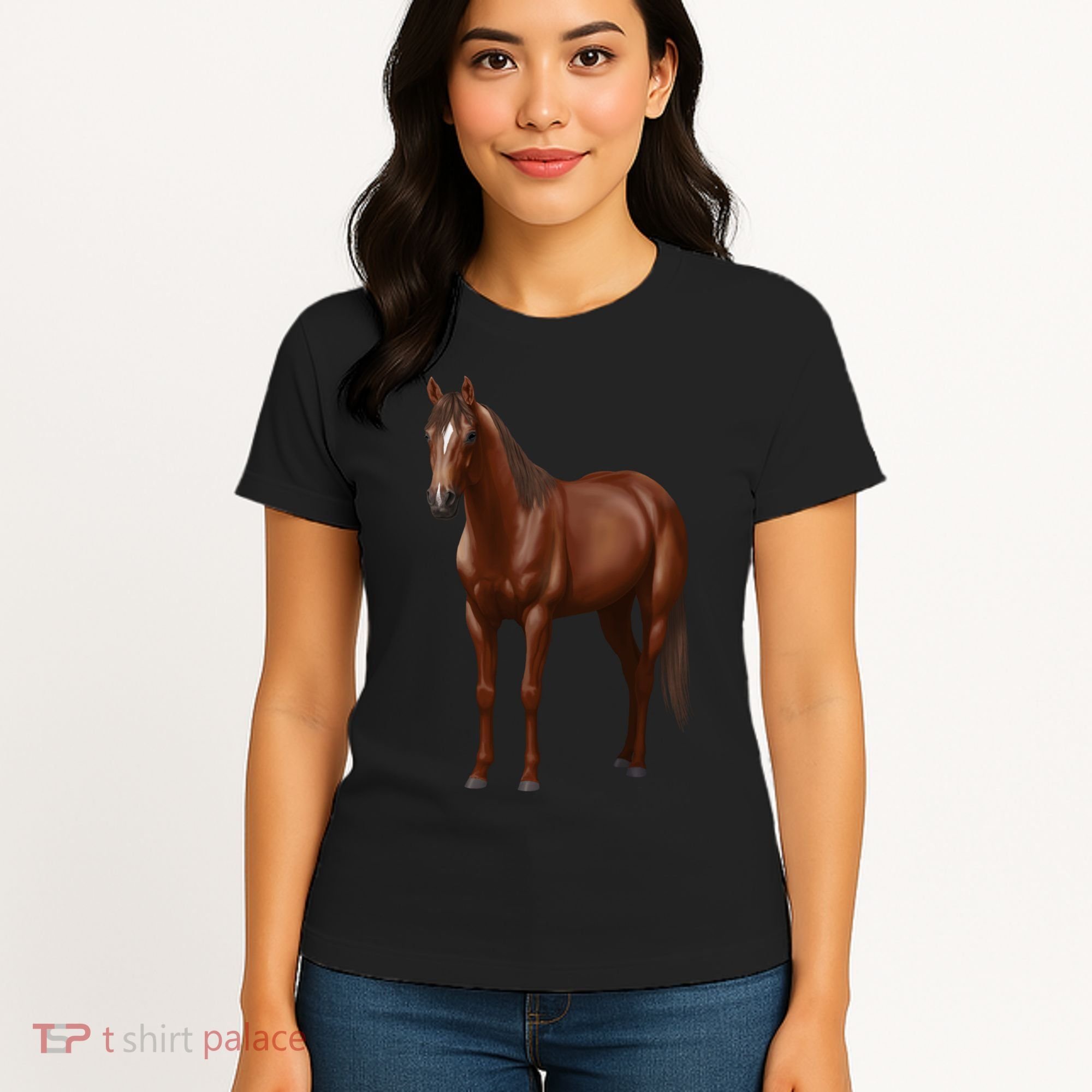 Beautiful Dark Sorrel Chestnut Quarter Horse Lover Retro Women's T-Shirt
