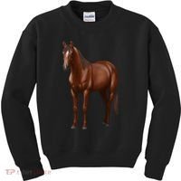 Beautiful Dark Sorrel Chestnut Quarter Horse Lover Retro Kids Sweatshirt thumb 0