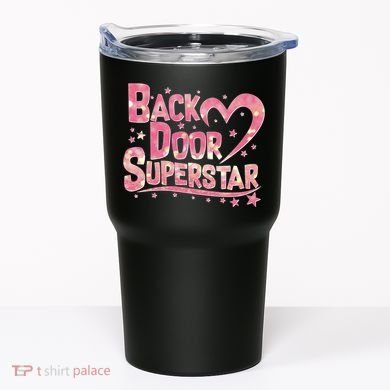 Back Door Superstar Meme Pink Glitter Tumbler