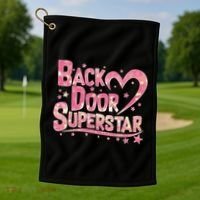 Back Door Superstar Meme Pink Glitter Golf Towel thumb 1