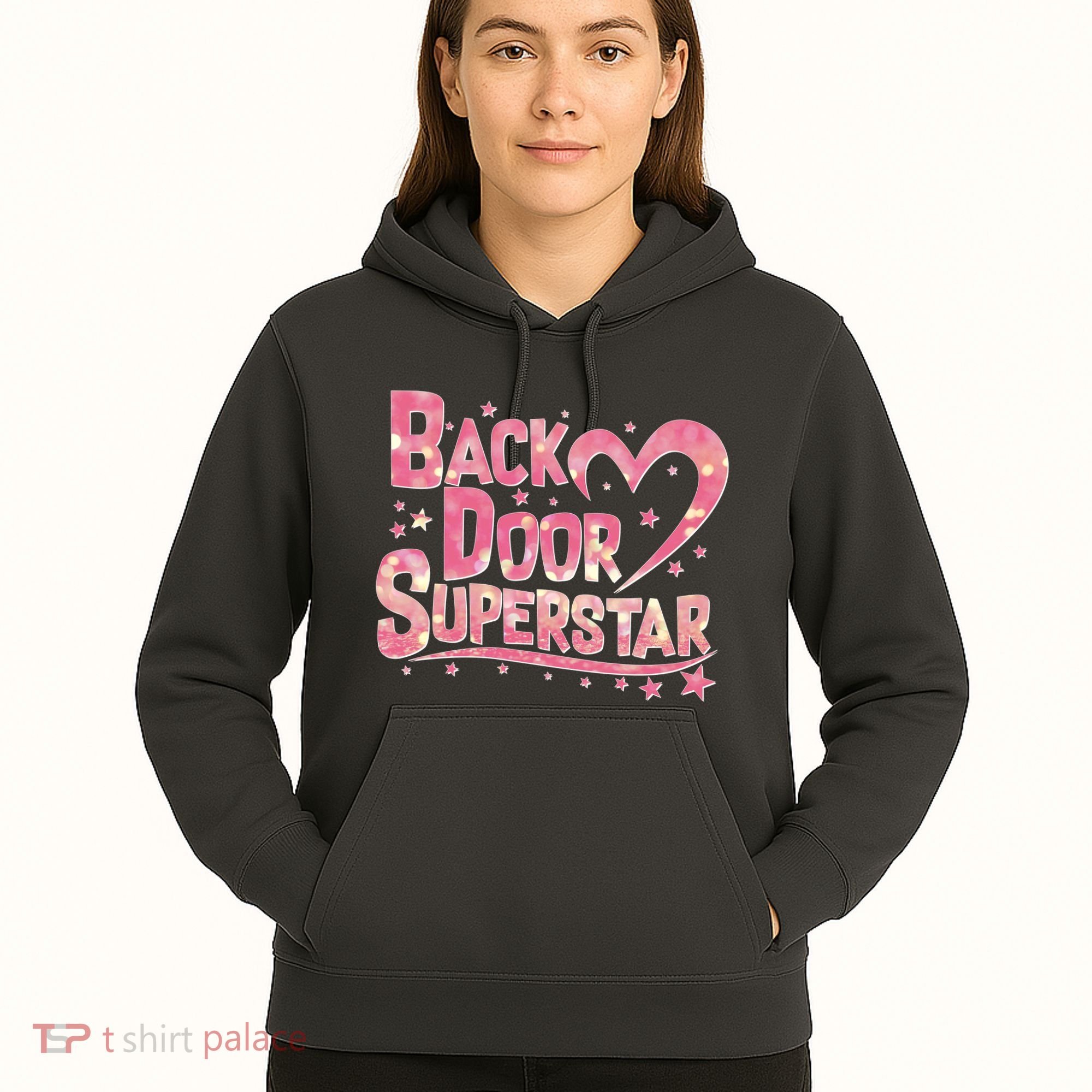 Back Door Superstar Meme Pink Glitter Hoodie
