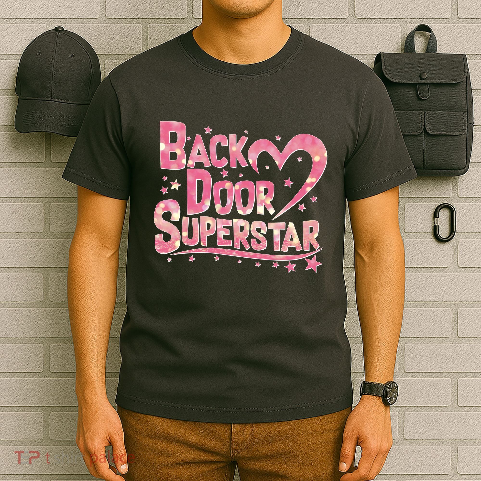Back Door Superstar Meme Pink Glitter T-Shirt