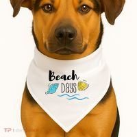 Beach Days Travel Vacation Summer USA-Made Doggie Bandana thumb 1