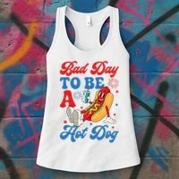 Bad Day To Be A Hot Dog Funny 4th Of July Summer Women's Tank Top thumb 3