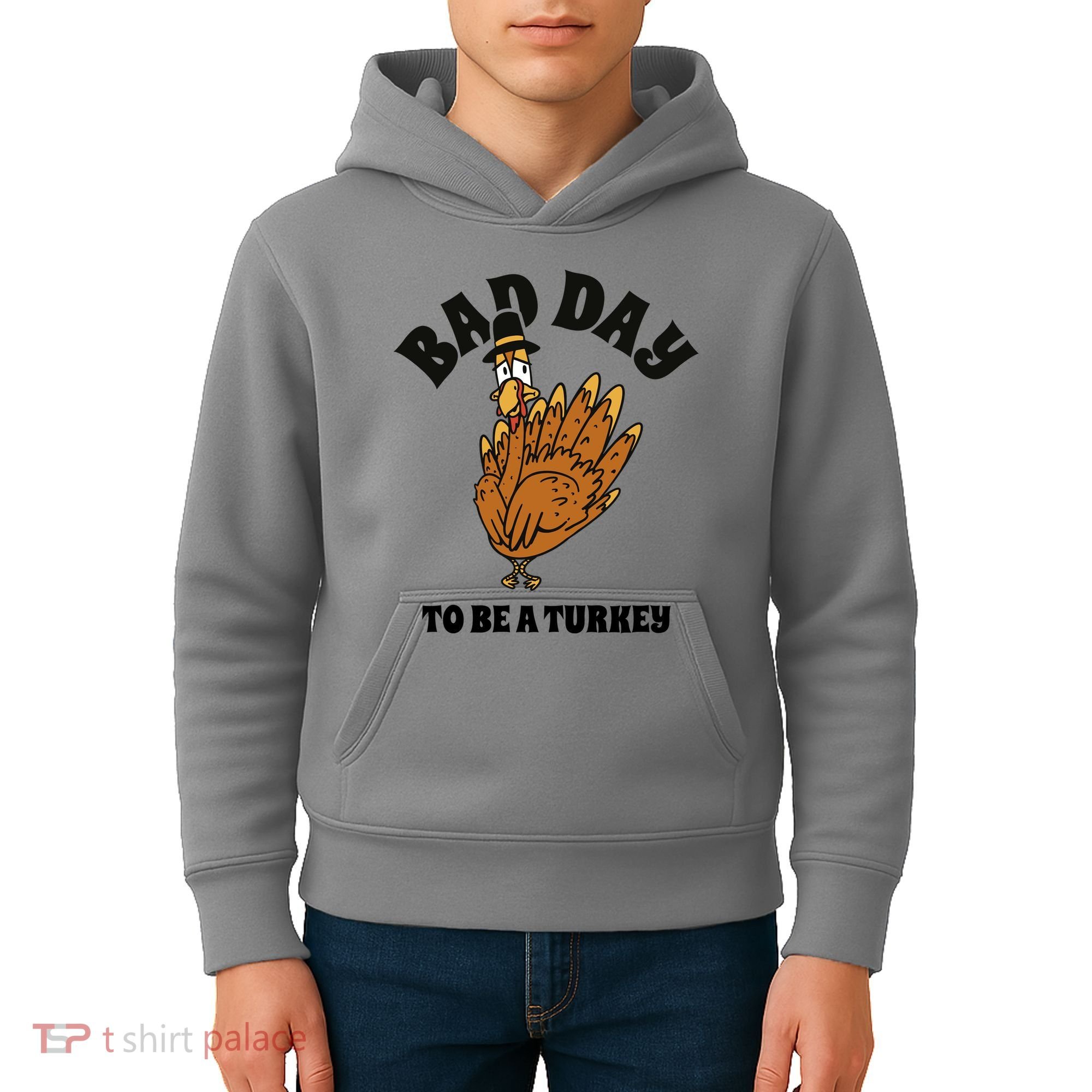Bad Day To Be A Turkey Funny Thanksgiving Kids Hoodie