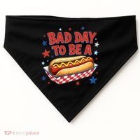 Bad Day To Be A Hot Dog BBQ Grilling Funny USA-Made Doggie Bandana thumb 0