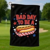 Bad Day To Be A Hot Dog BBQ Grilling Funny Golf Towel thumb 1