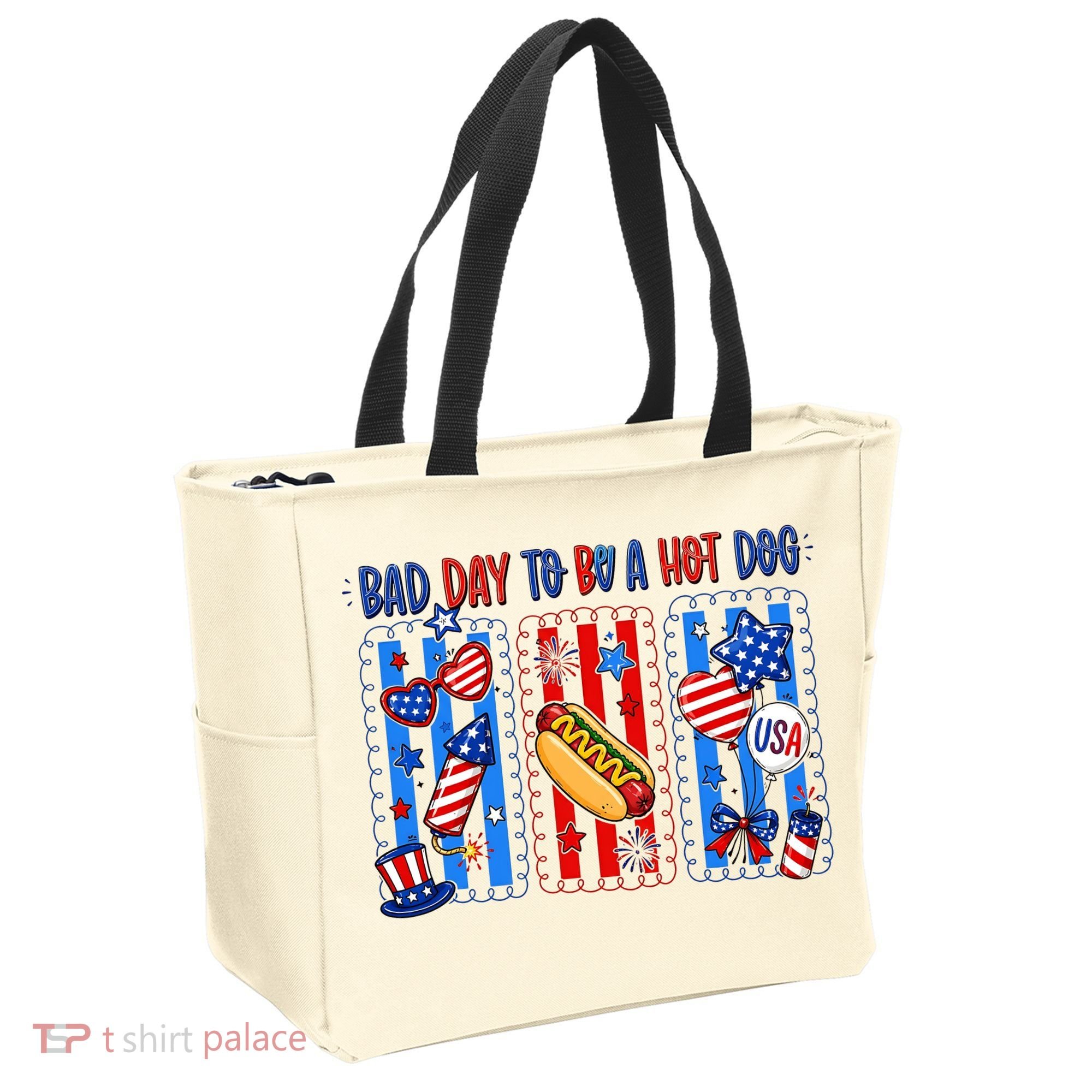 Bad Day To Be A Hot Dog July 4th Funny Tote Bag