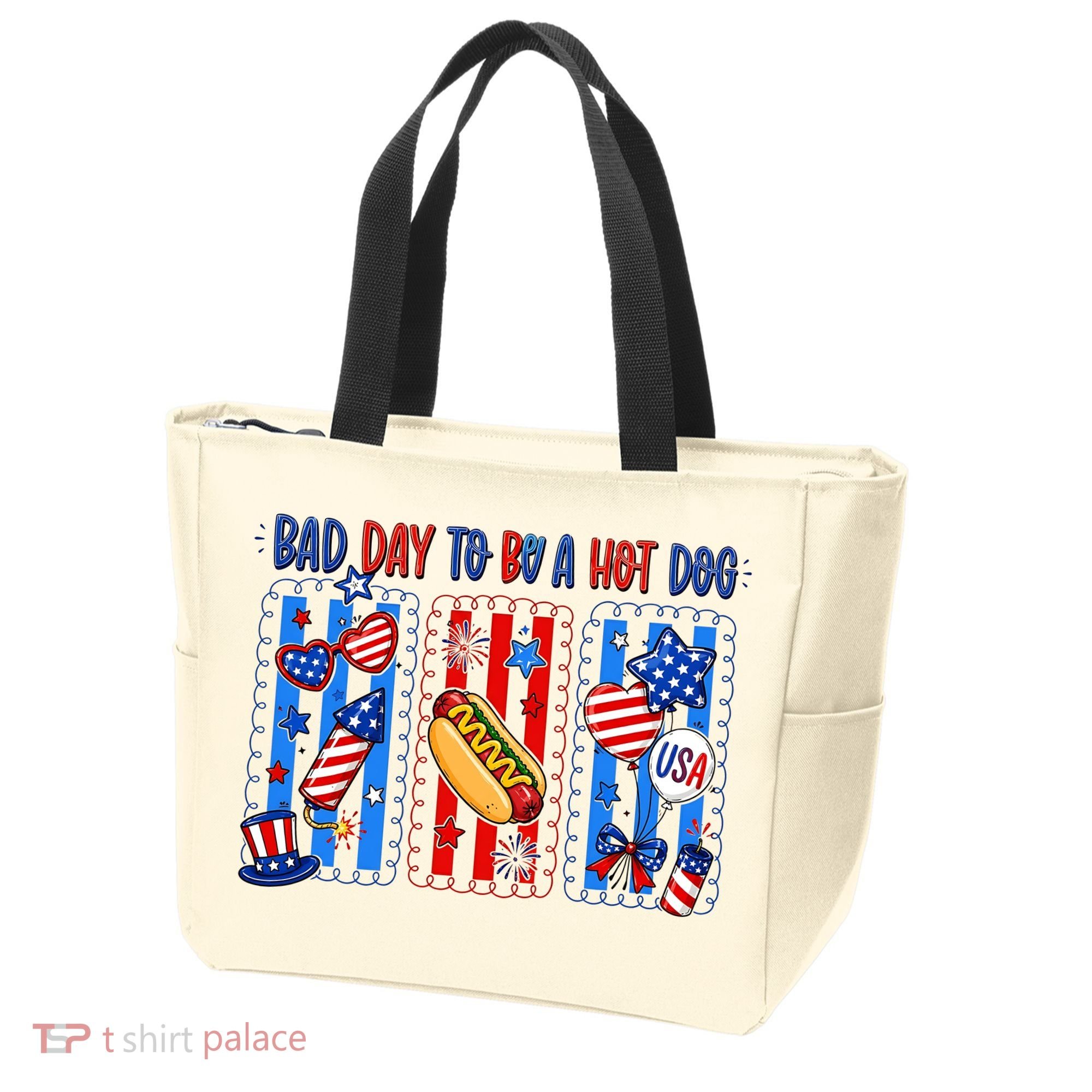 Bad Day To Be A Hot Dog July 4th Funny Tote Bag