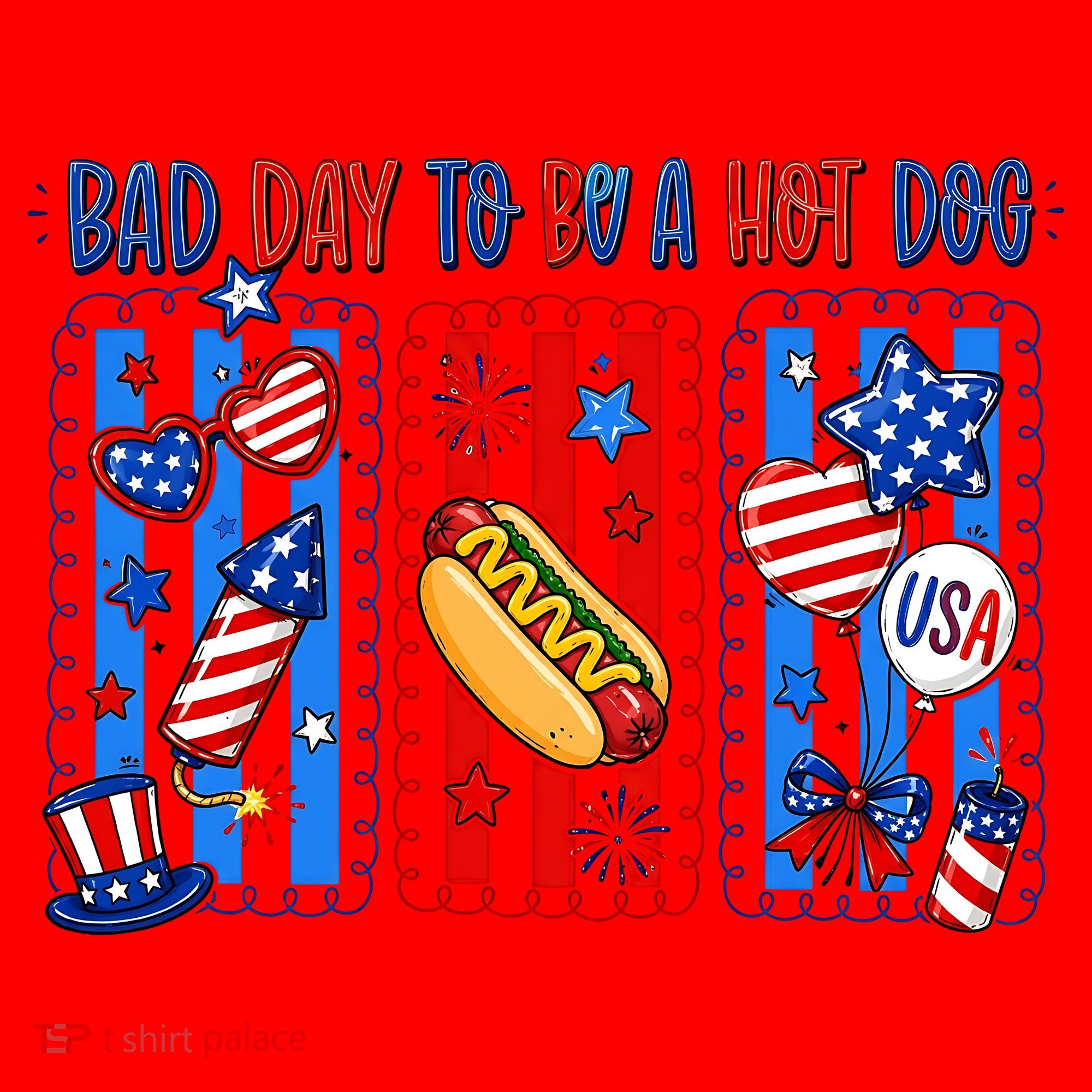 Bad Day To Be A Hot Dog July 4th Funny Santa Hat