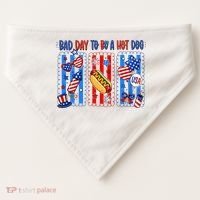 Bad Day To Be A Hot Dog July 4th Funny USA-Made Doggie Bandana thumb 0