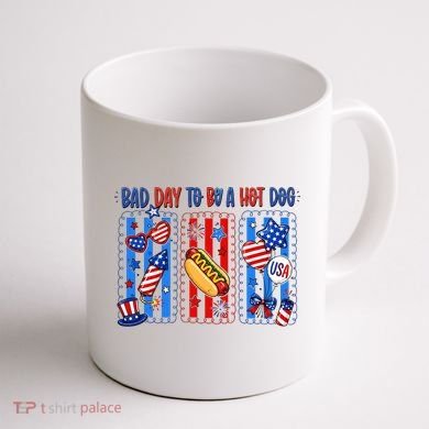 Bad Day To Be A Hot Dog July 4th Funny Coffee Mug back