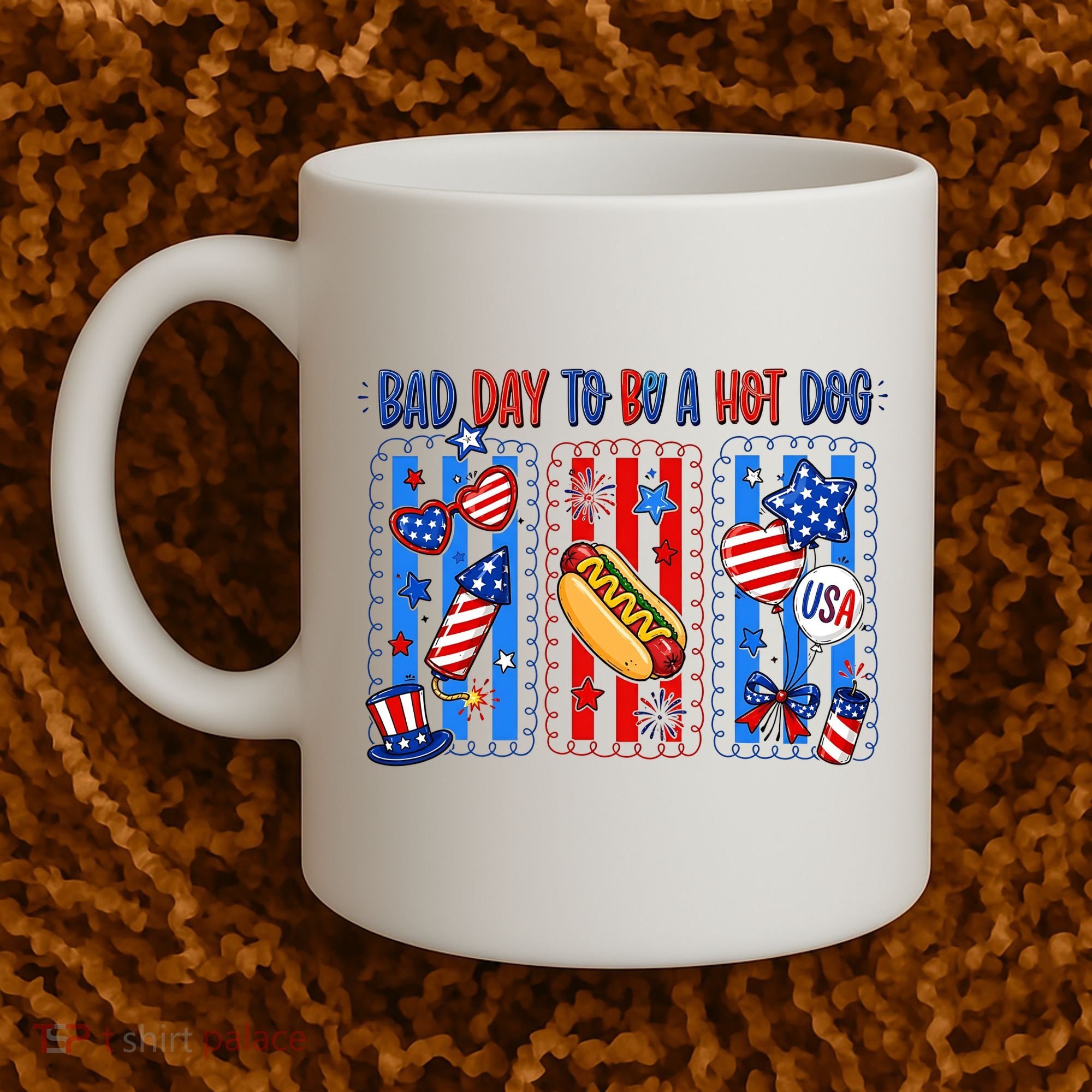 Bad Day To Be A Hot Dog July 4th Funny Coffee Mug