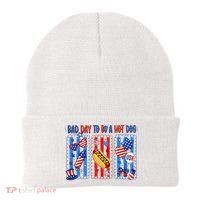Bad Day To Be A Hot Dog July 4th Funny Beanie thumb 0