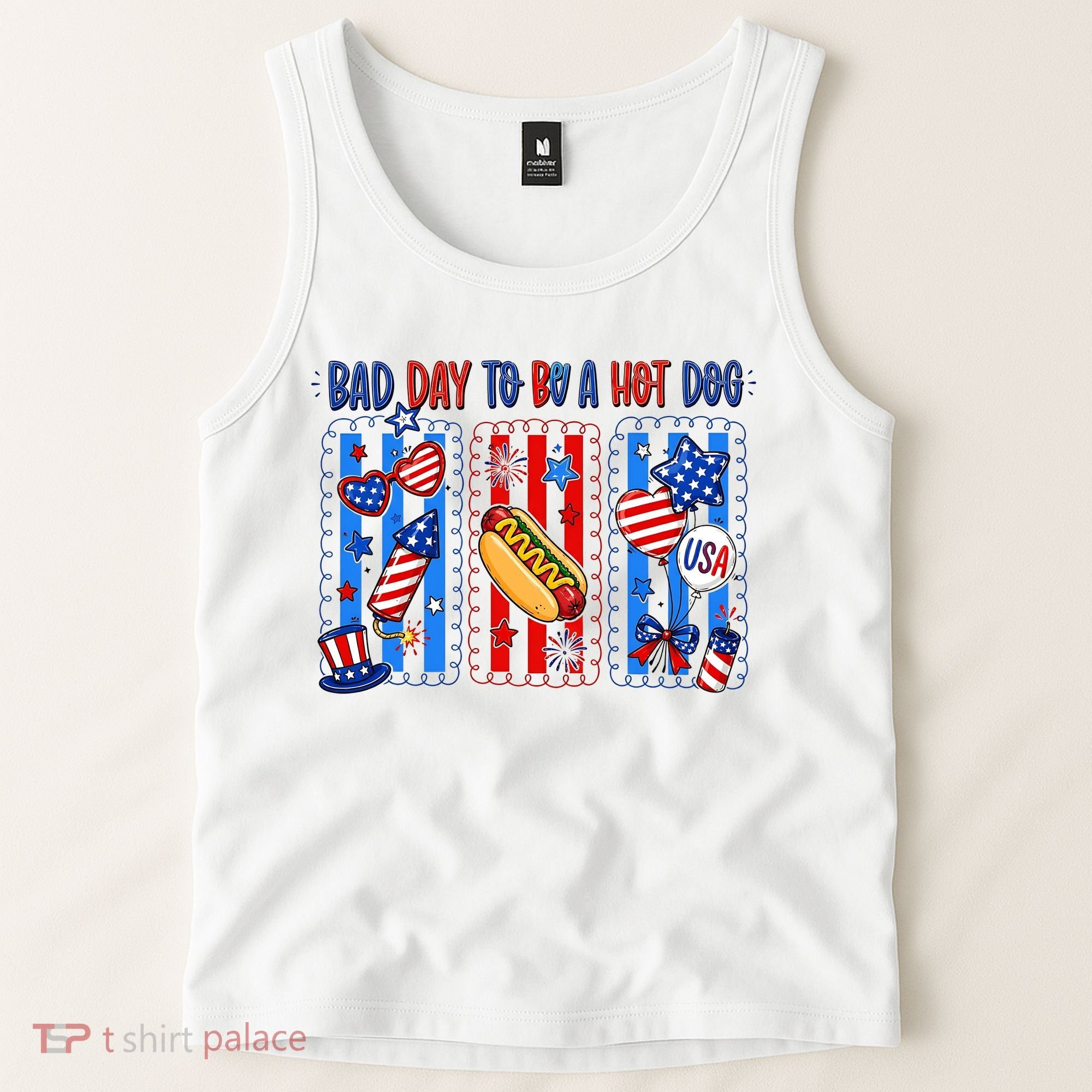 Bad Day To Be A Hot Dog July 4th Funny Tank Top