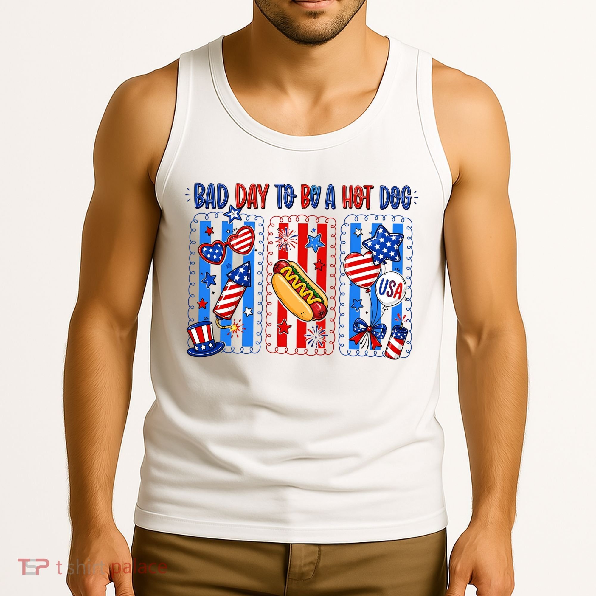 Bad Day To Be A Hot Dog July 4th Funny Tank Top