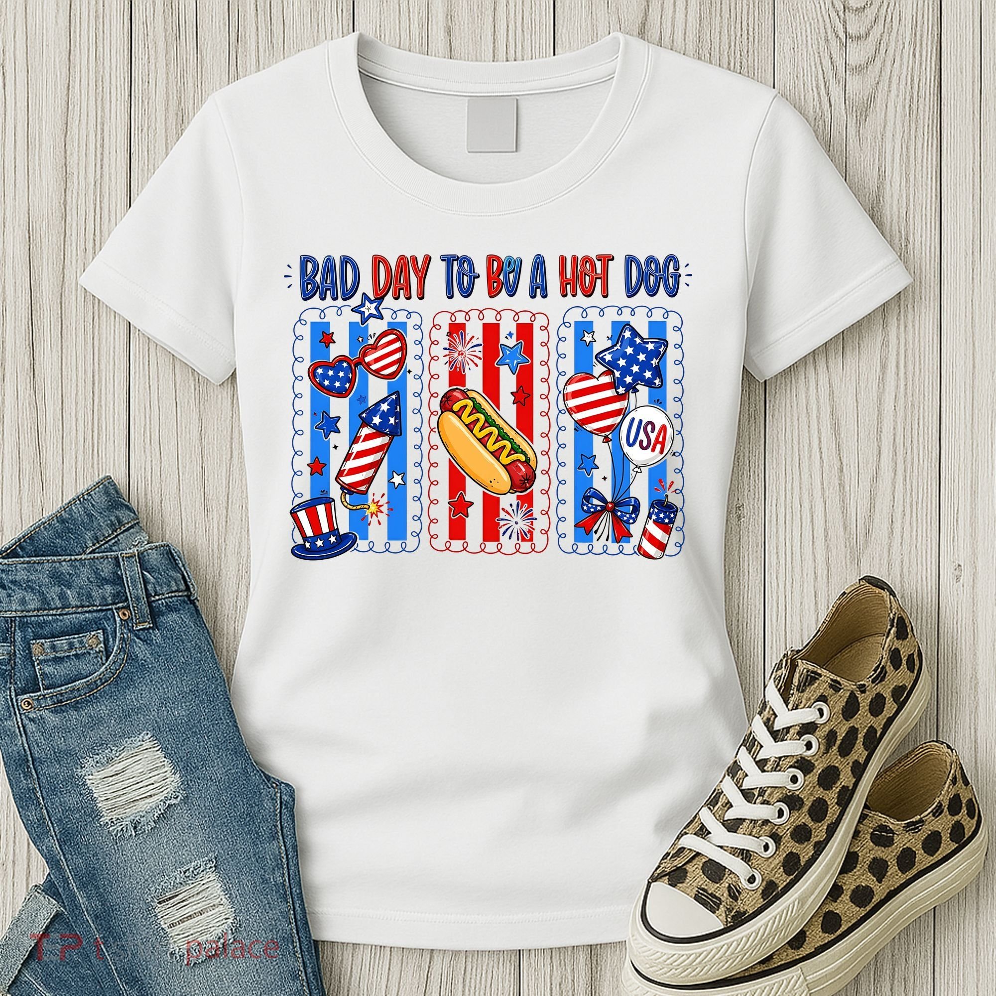 Bad Day To Be A Hot Dog July 4th Funny Women's T-Shirt