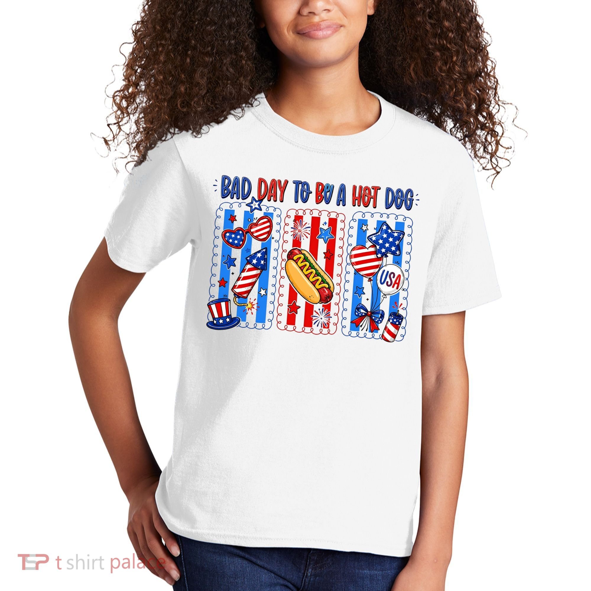 Bad Day To Be A Hot Dog July 4th Funny Kids T-Shirt