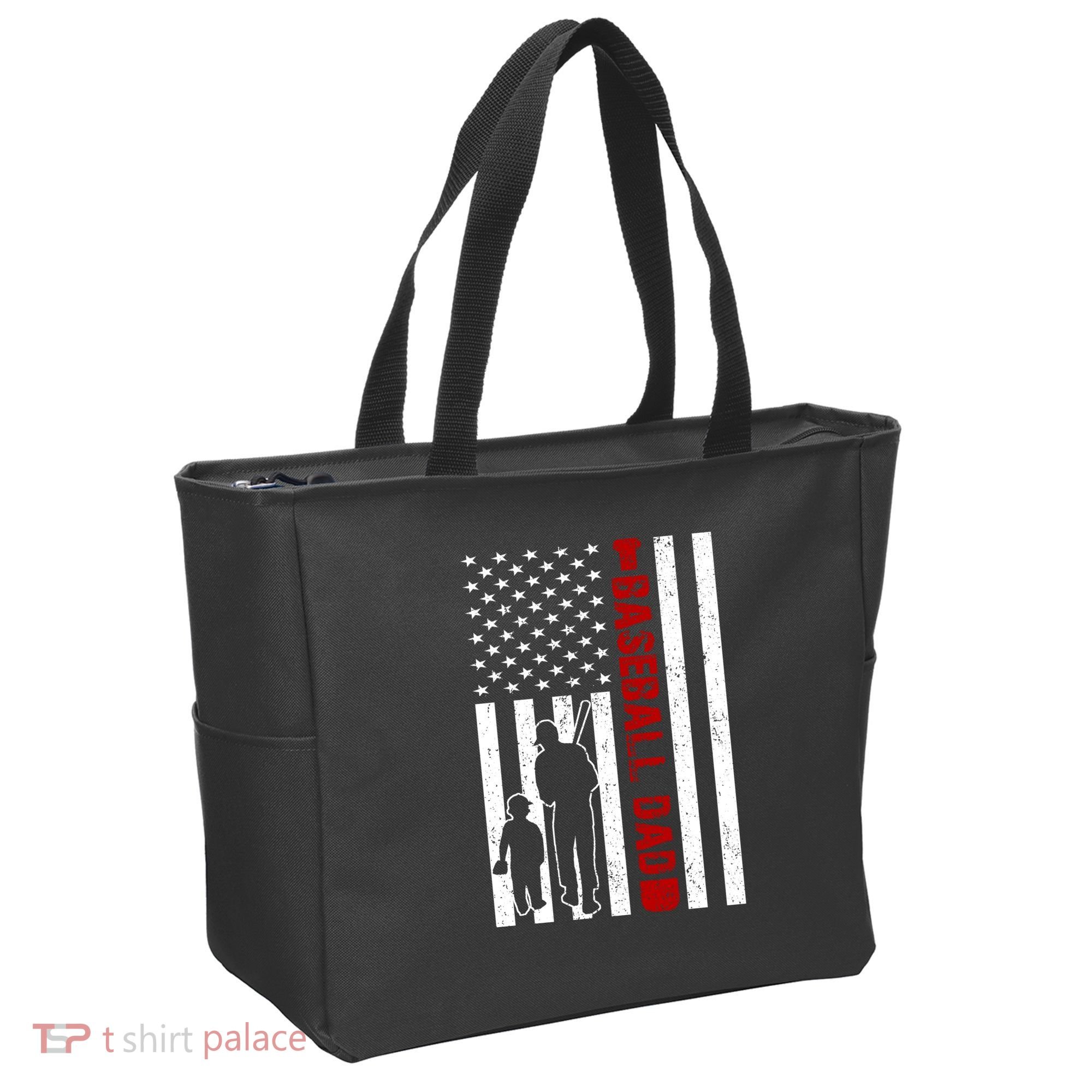 Baseball Dad USA FLag Tote Bag