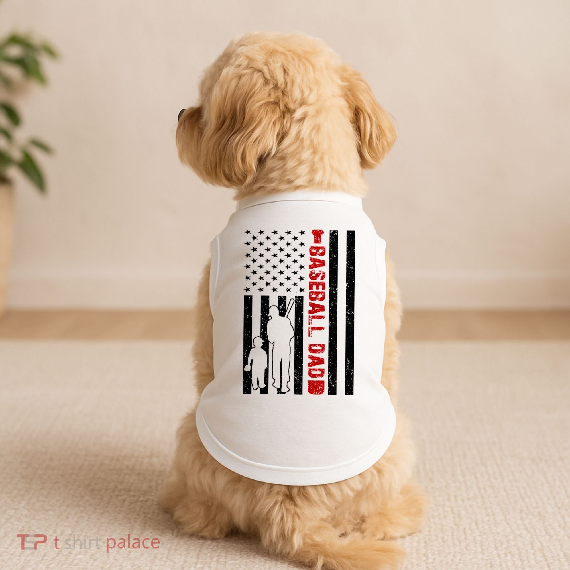 Baseball Dad USA FLag Doggie Tank