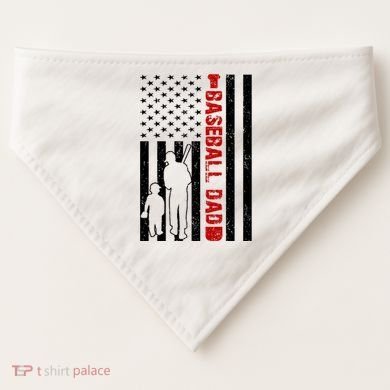 Baseball Dad USA FLag USA-Made Doggie Bandana