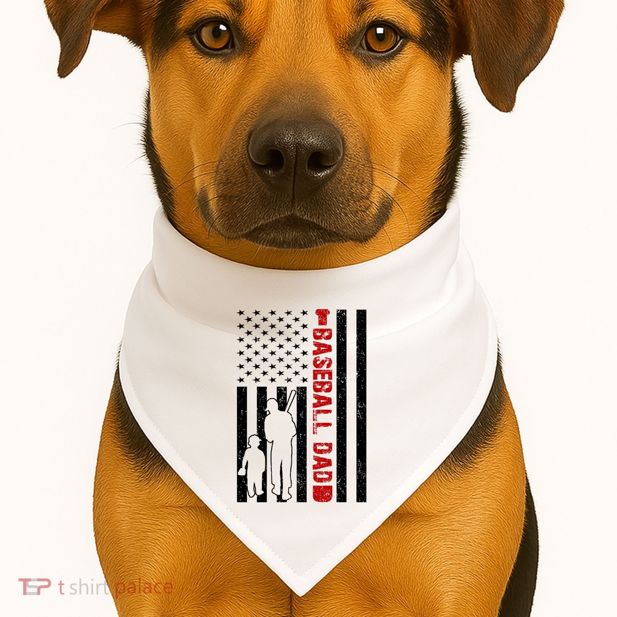 Baseball Dad USA FLag USA-Made Doggie Bandana