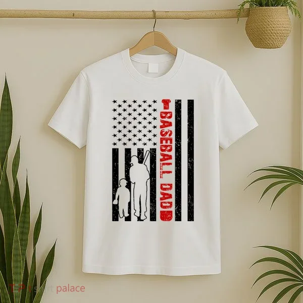 Baseball Dad USA FLag T-Shirt