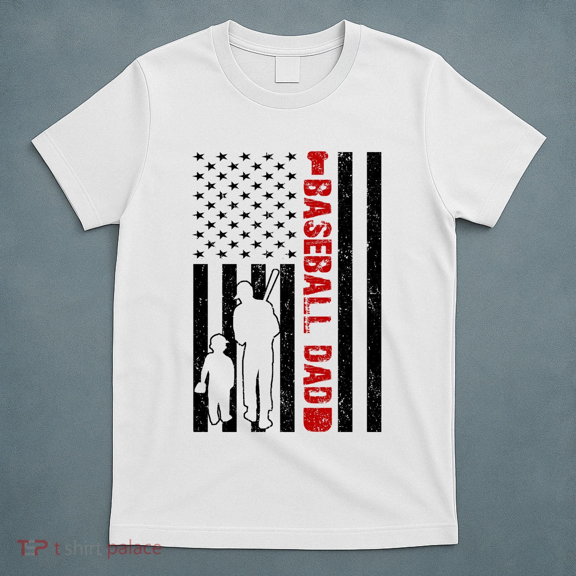 Baseball Dad USA FLag T-Shirt