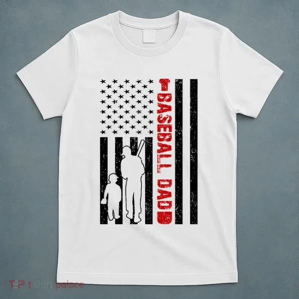 Baseball Dad USA FLag T-Shirt