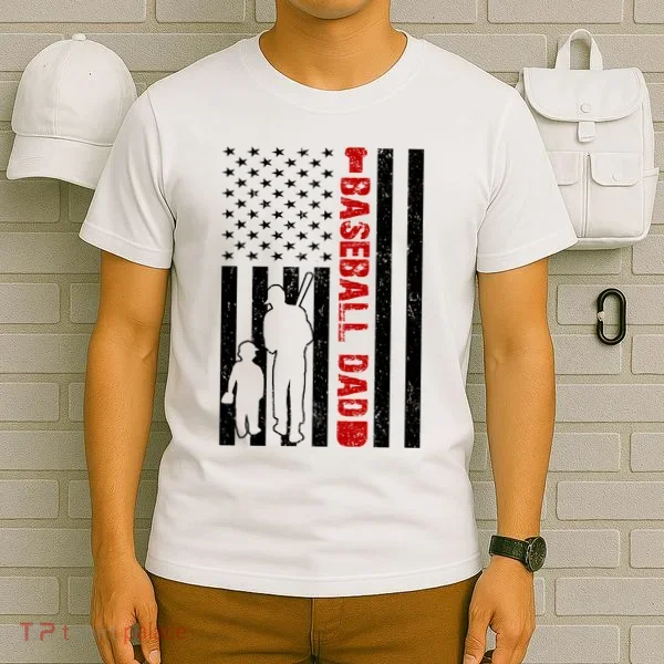 Baseball Dad USA FLag T-Shirt