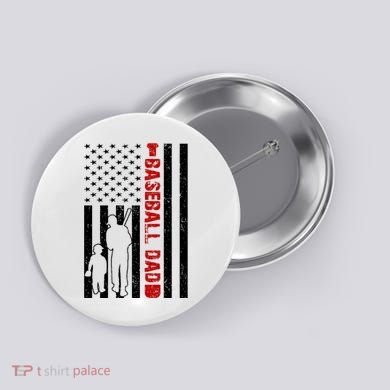 Baseball Dad USA FLag Button