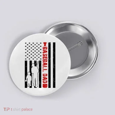 Baseball Dad USA FLag Button