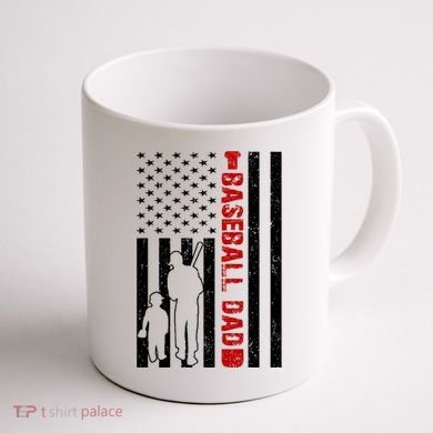 Baseball Dad USA FLag Coffee Mug back